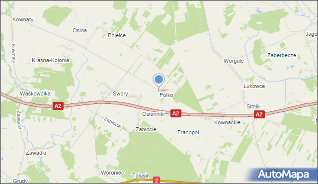 mapa Pólko, Pólko gmina Biała Podlaska na mapie Targeo